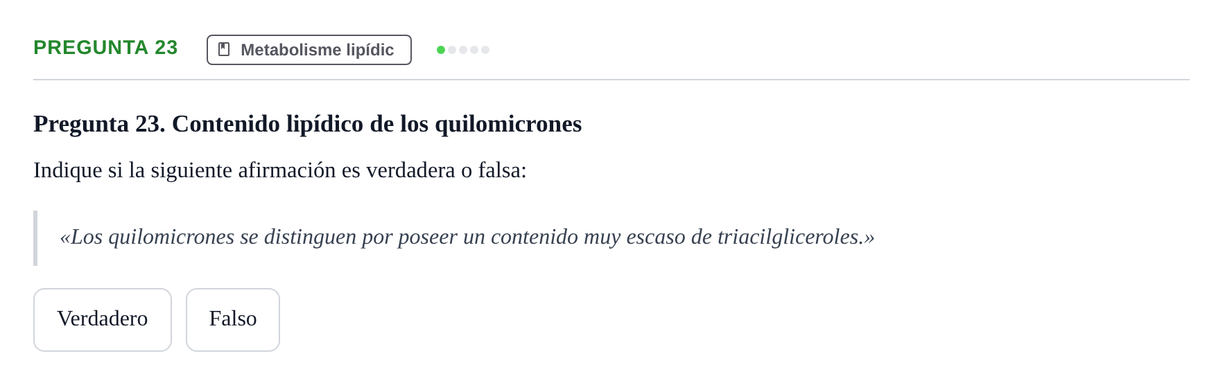 Enunciado: Pregunta 23 · Bioquímica UB Examen de Bioquímica: Metabolismo y Bioenergética