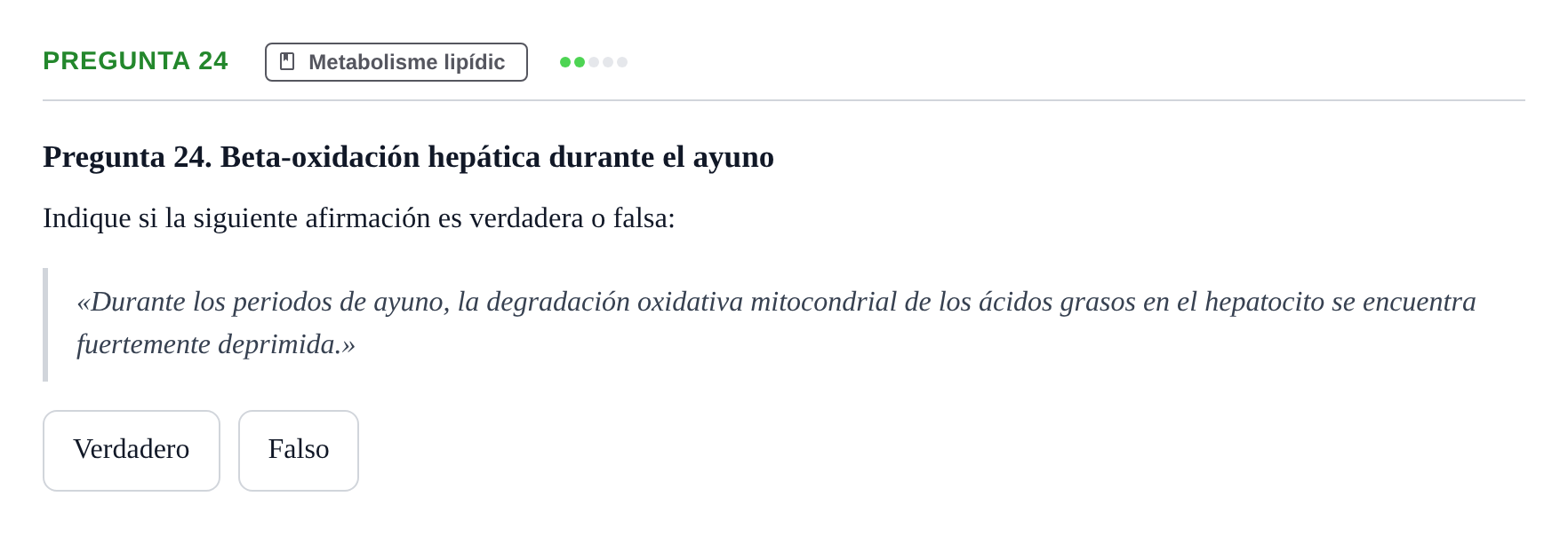 Enunciado: Pregunta 24 · Bioquímica UB Examen de Bioquímica: Metabolismo y Bioenergética