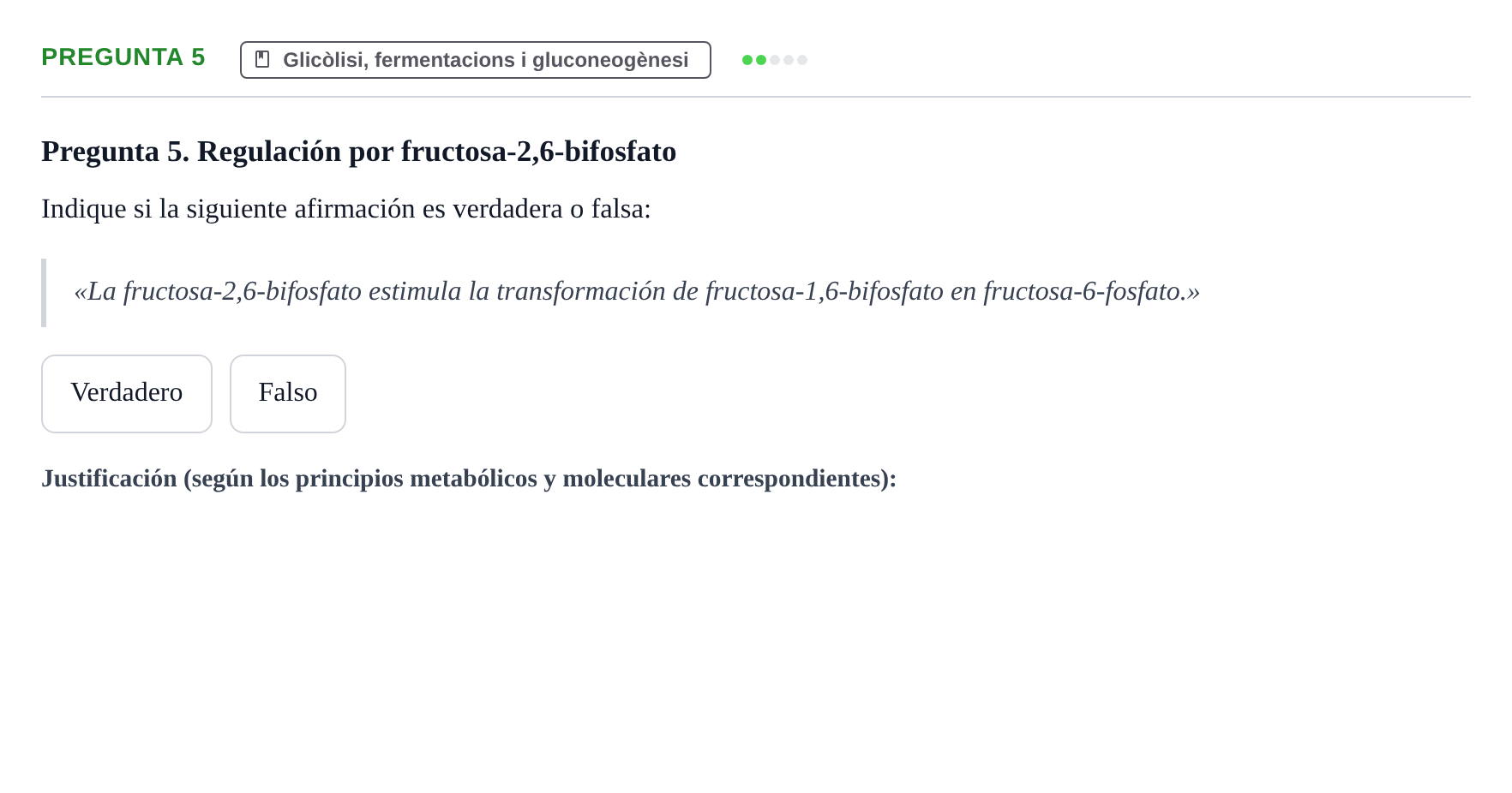 Enunciado: Pregunta 5 · Bioquímica UB Examen de Bioquímica: Metabolismo y Bioenergética