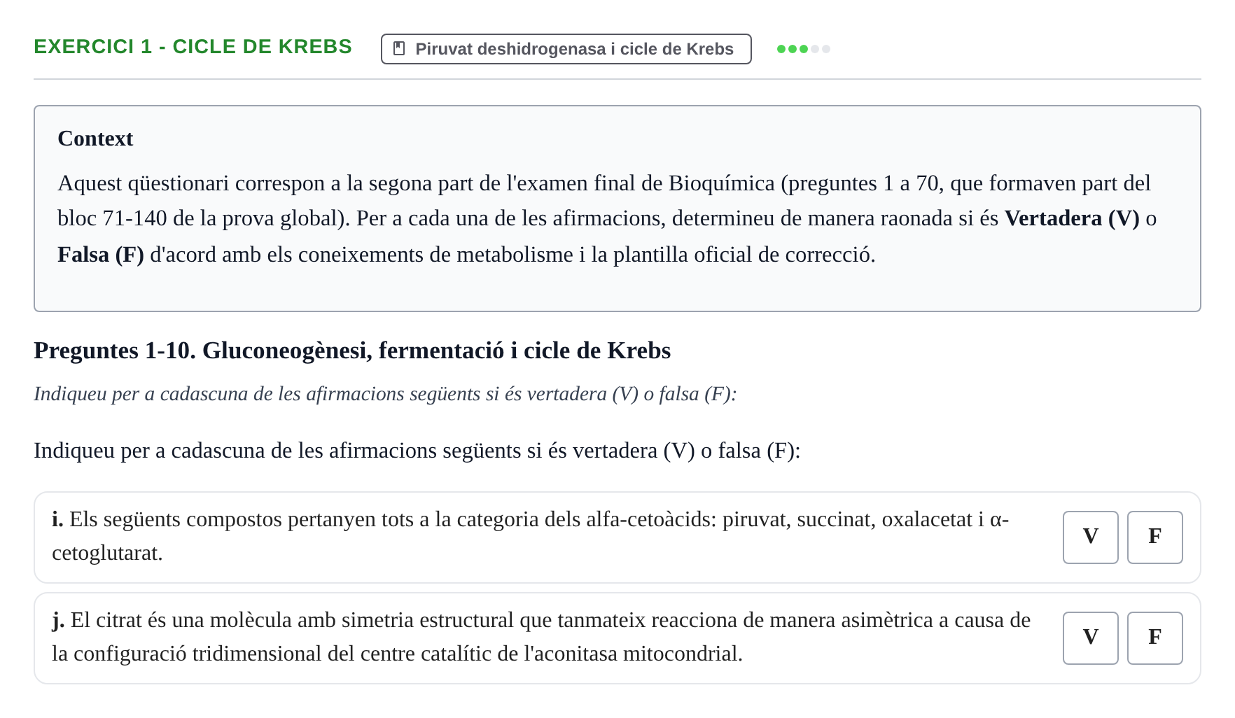Enunciado: Ejercicio 1 - Cicle de Krebs · Bioquímica UB Juny 2023