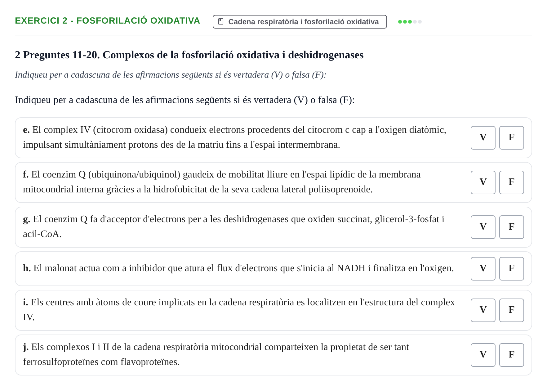 Enunciado: Ejercicio 2 - Fosforilació oxidativa · Bioquímica UB Juny 2023