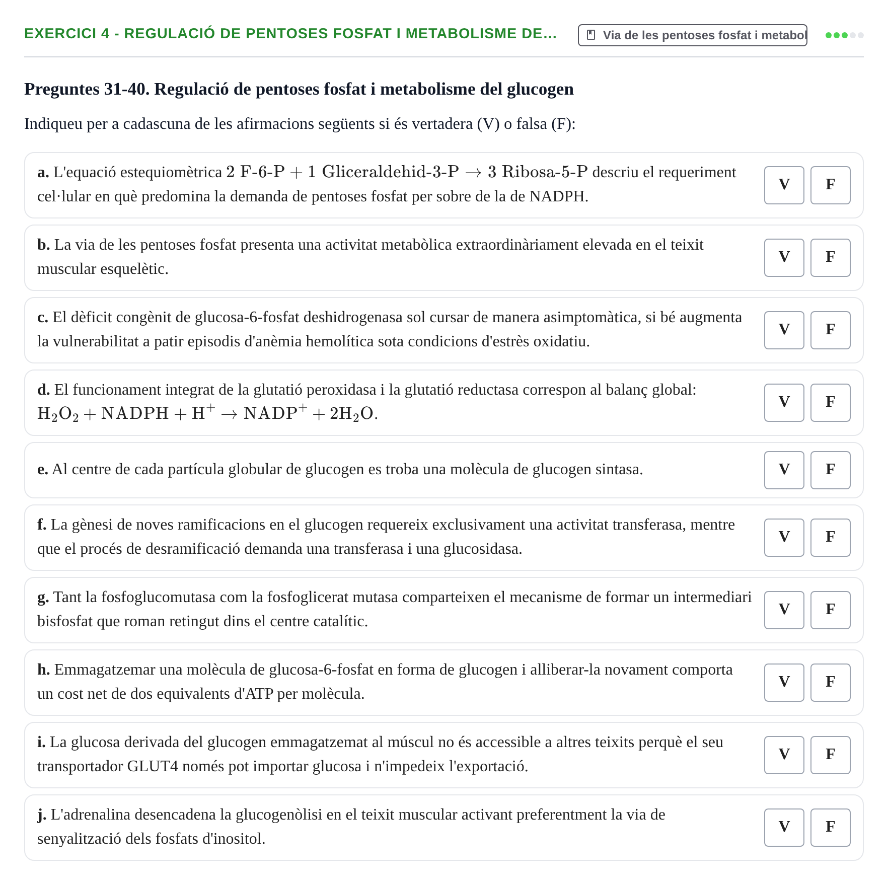 Enunciado: Ejercicio 4 - Regulació de pentoses fosfat i metabolisme de… · Bioquímica UB Juny 2023