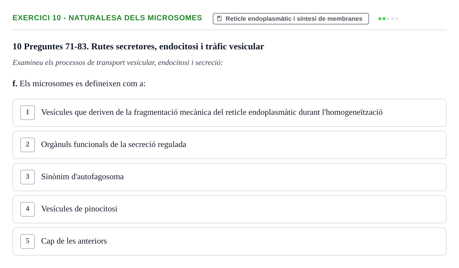 Enunciado: Ejercicio 10 - Naturalesa dels microsomes · Biología Celular UB Recull Temàtic d'Exàmens de Biologia Cel·lular