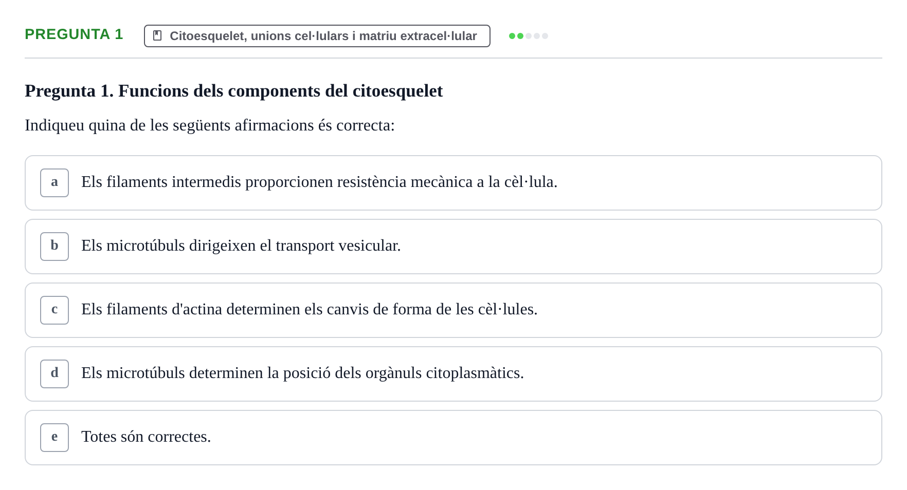 Enunciado: Pregunta 1 · Biología Celular UB Exemples 2015