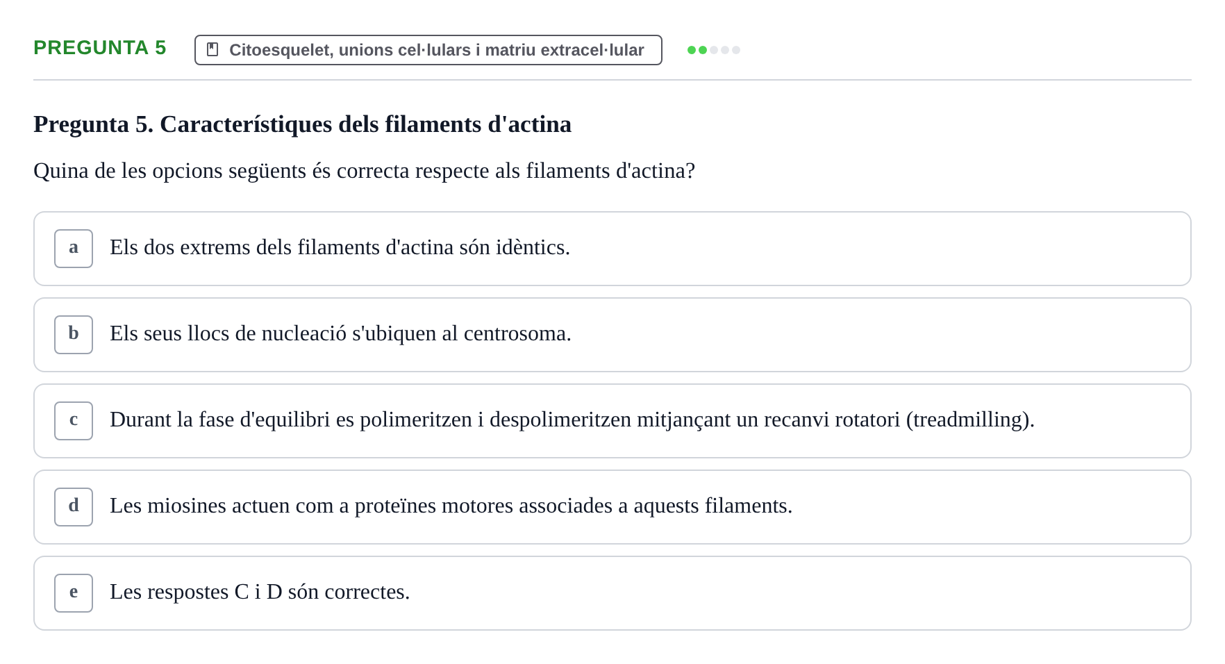 Enunciado: Pregunta 5 · Biología Celular UB Exemples 2015