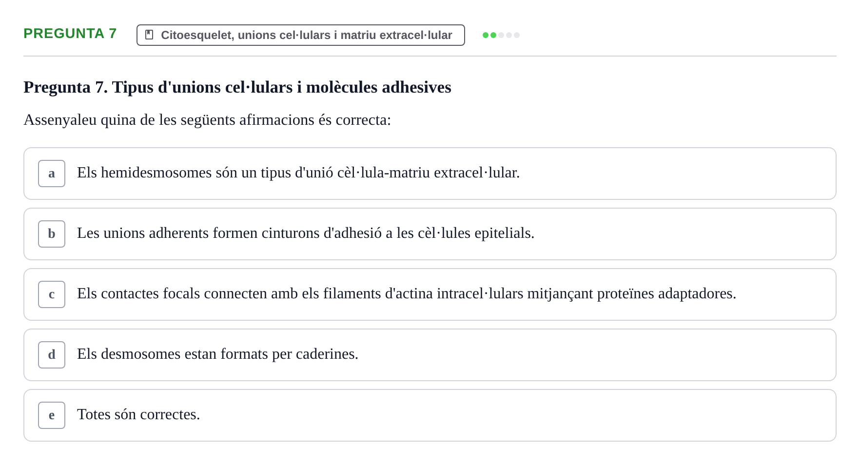 Enunciado: Pregunta 7 · Biología Celular UB Exemples 2015