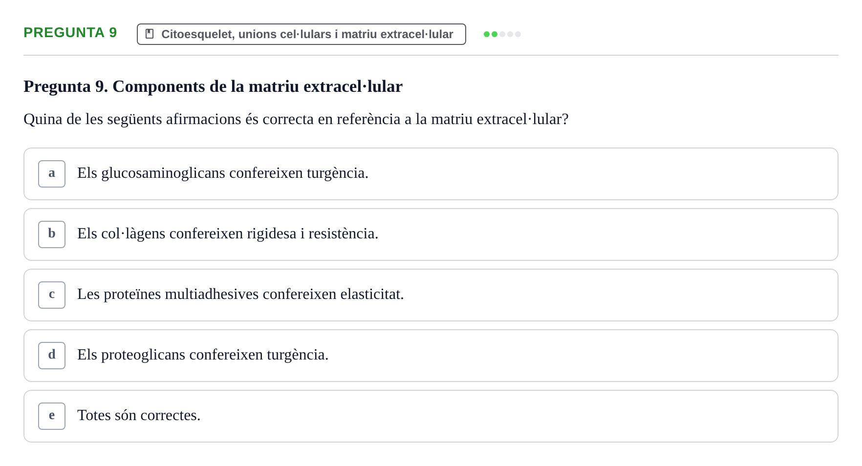 Enunciado: Pregunta 9 · Biología Celular UB Exemples 2015