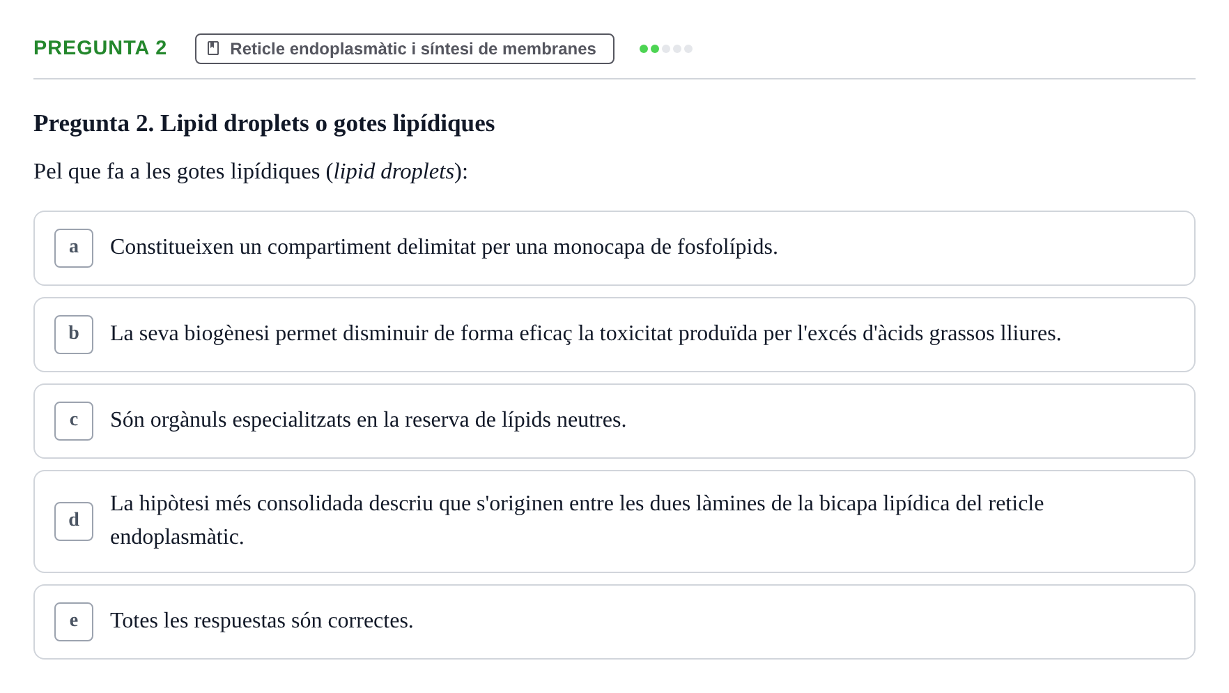 Enunciado: Pregunta 2 · Biología Celular UB Examen Segon Parcial de Biologia Cel·lular