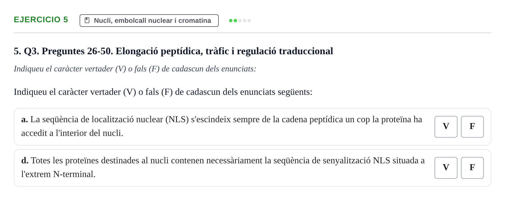 Enunciado: Ejercicio 5 - Nucli, embolcall nuclear i cromatina · Biología Celular UB 2017