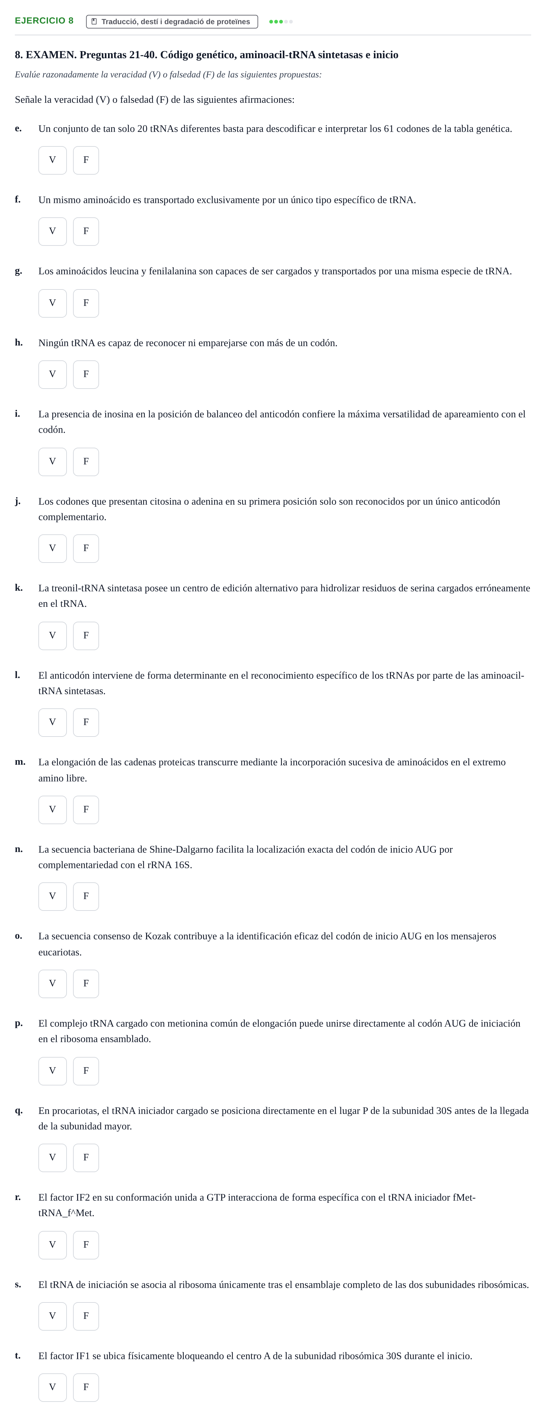 Enunciado: Ejercicio 8 - Traducció, destí i degradació de proteïnes · Biología Celular UB 2017