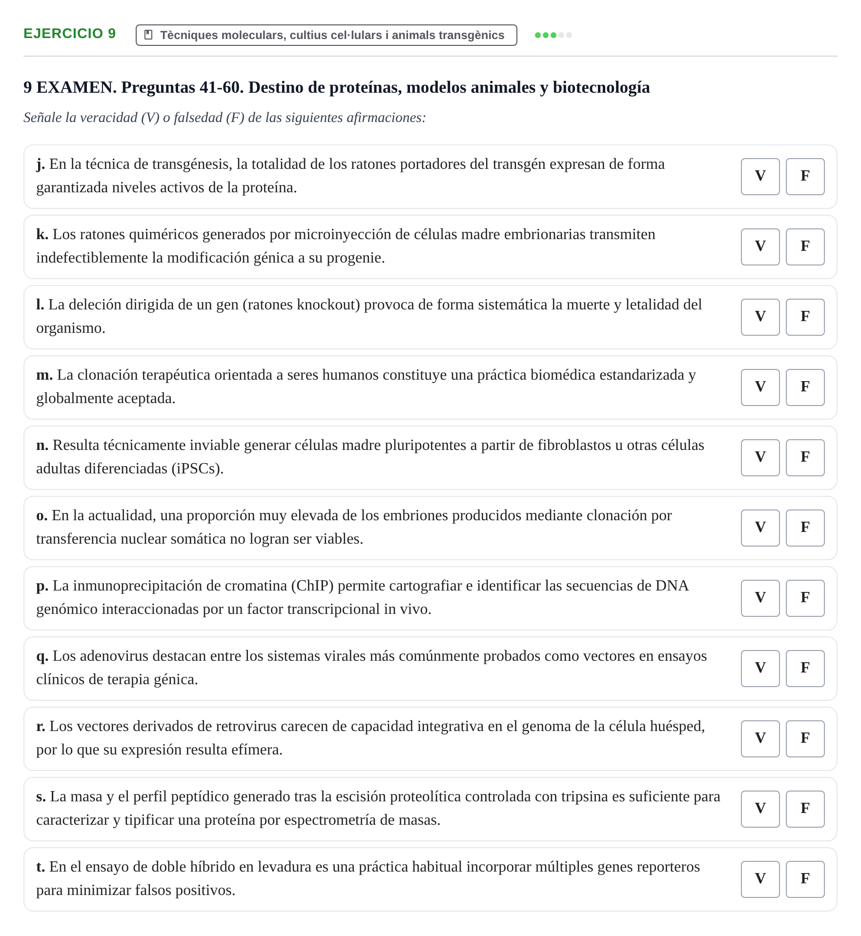 Enunciado: Ejercicio 9 - Tècniques moleculars, cultius cel·lulars i an… · Biología Celular UB 2017