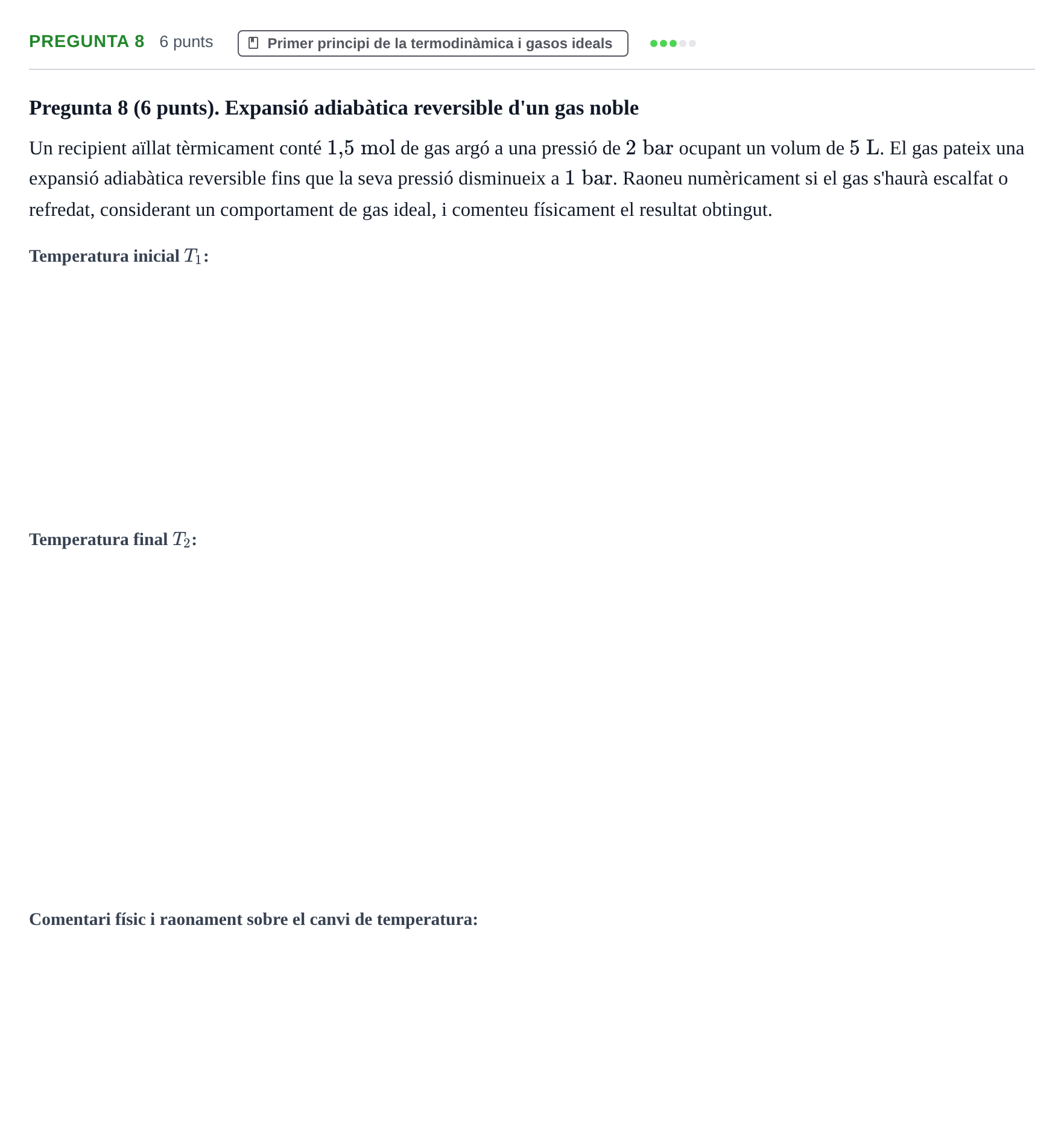 Enunciado: Pregunta 8 · Física Aplicada a Farmacia UB 2021