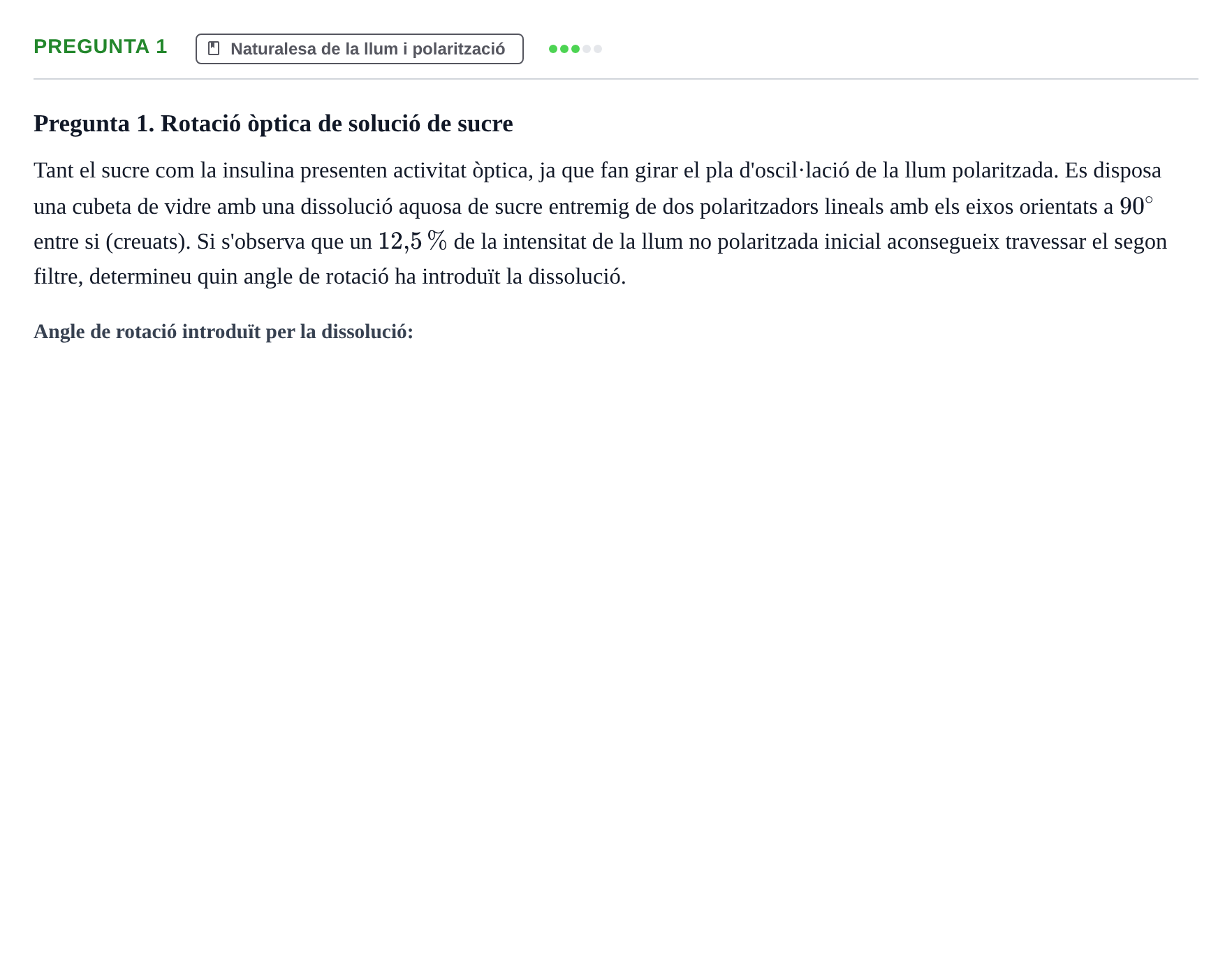 Enunciado: Pregunta 1 · Física Aplicada a Farmacia UB Examen final d'avaluació única de Física Aplicada a Farmàcia