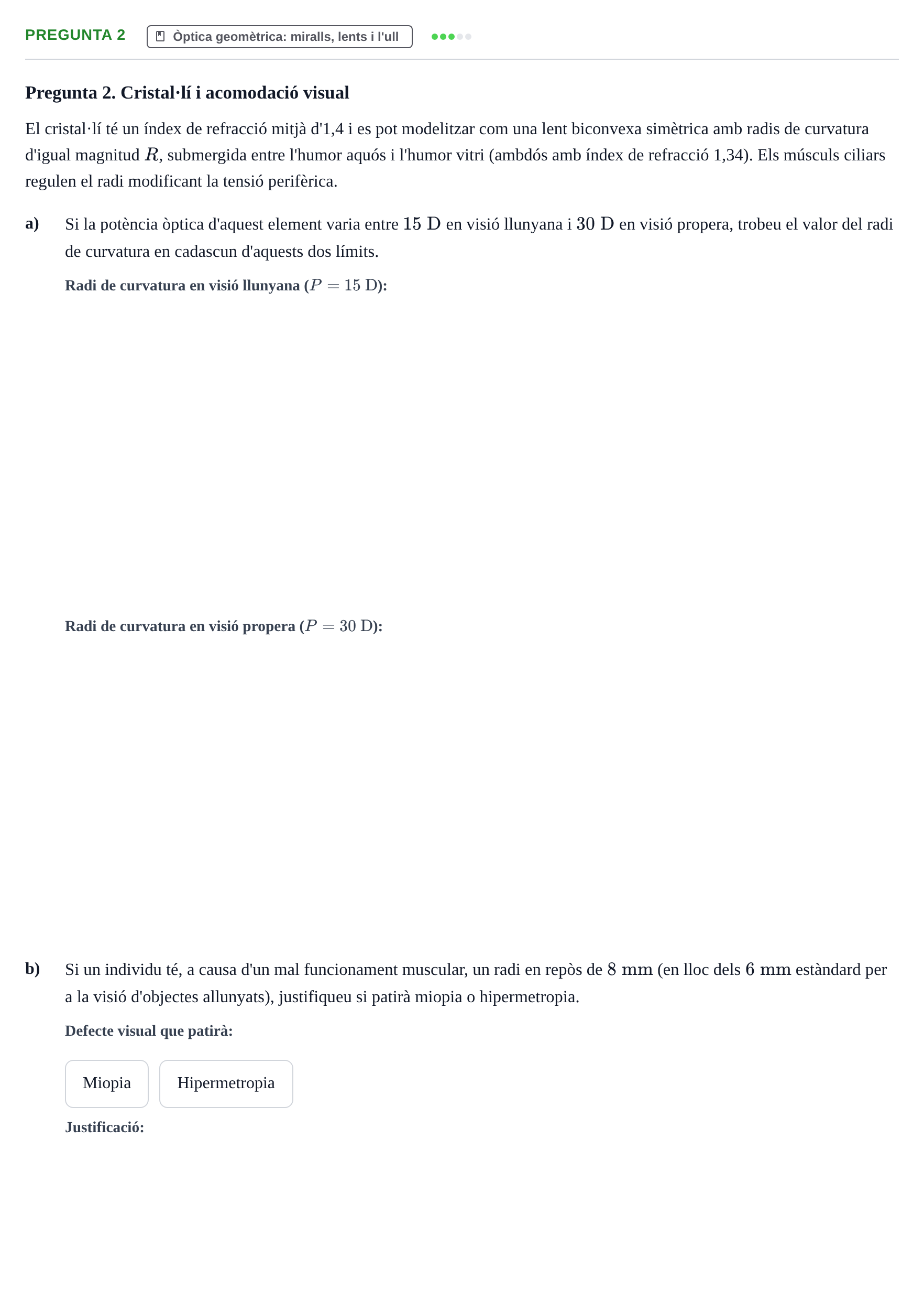 Enunciado: Pregunta 2 · Física Aplicada a Farmacia UB Examen final d'avaluació única de Física Aplicada a Farmàcia