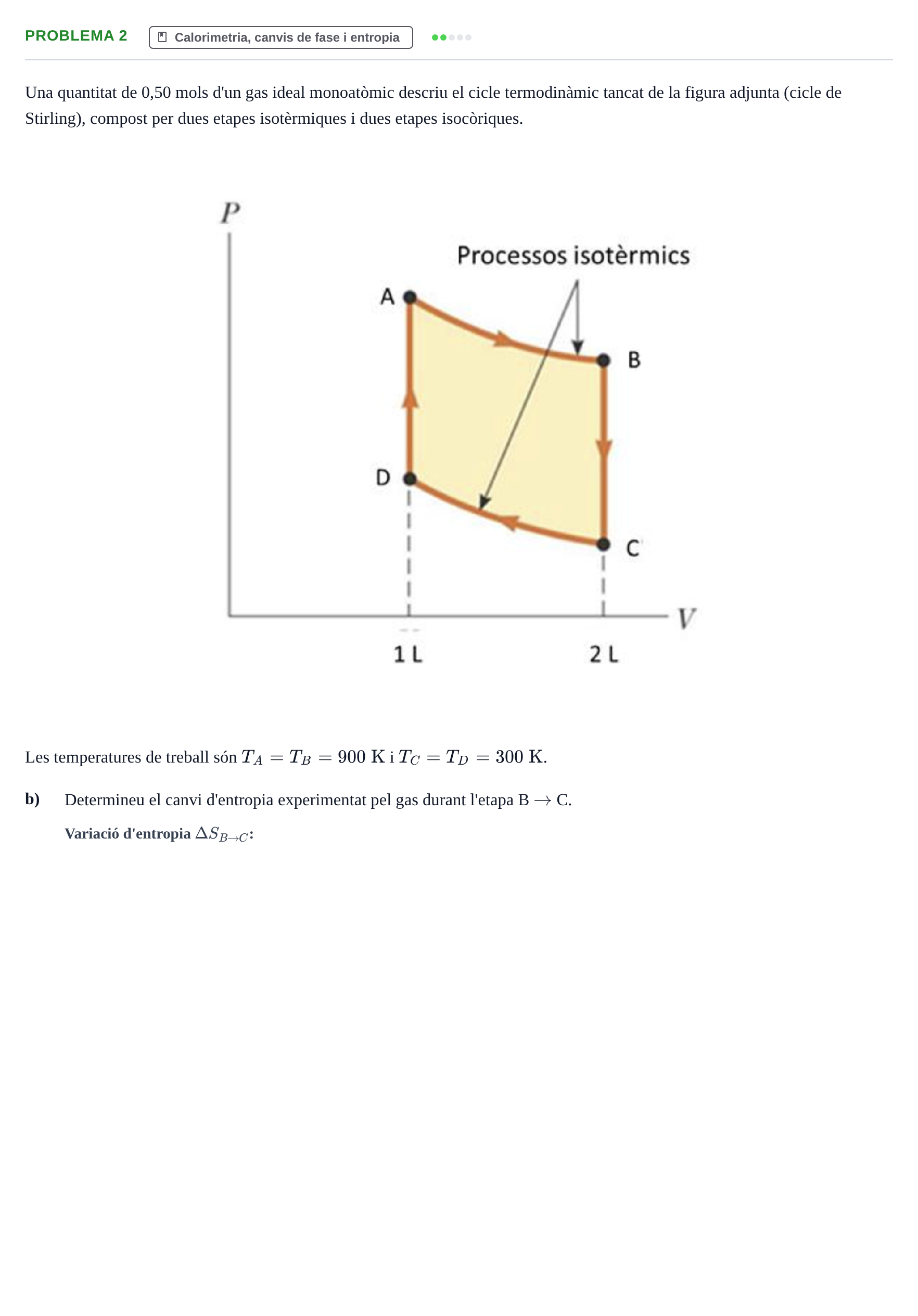 Enunciado: Problema 2 - Calorimetria, canvis de fase i entro… · Física Aplicada a Farmacia UB 2018