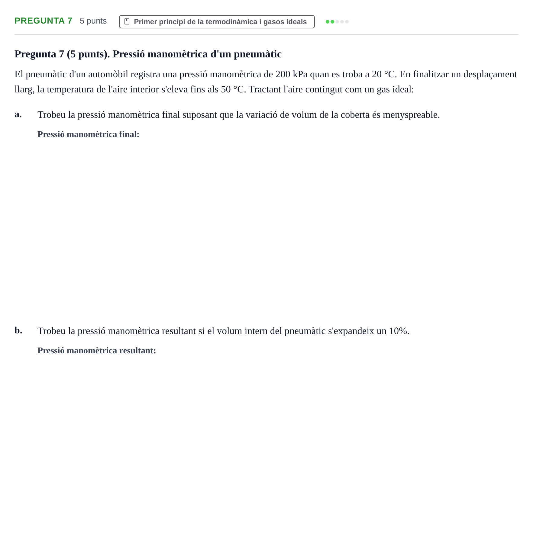 Enunciado: Pregunta 7 · Física Aplicada a Farmacia UB 2018