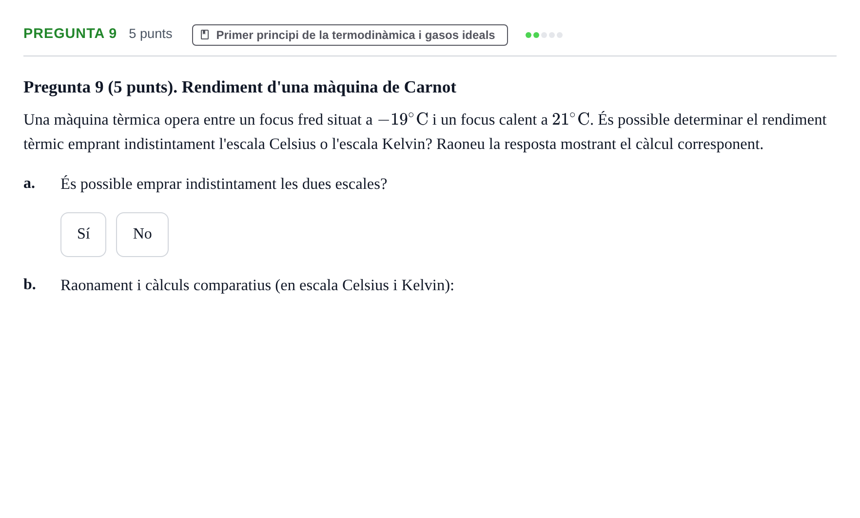 Enunciado: Pregunta 9 · Física Aplicada a Farmacia UB 2018