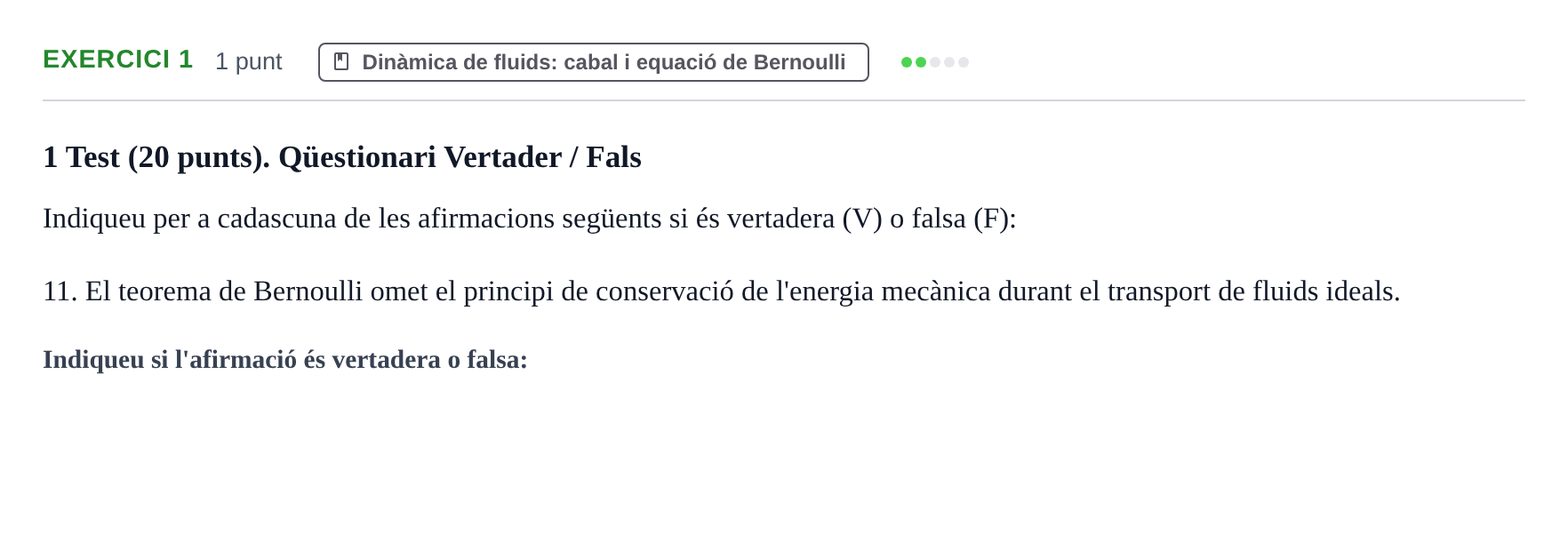 Enunciado: Ejercicio 1 - Dinàmica de fluids · Física Aplicada a Farmacia UB 2018