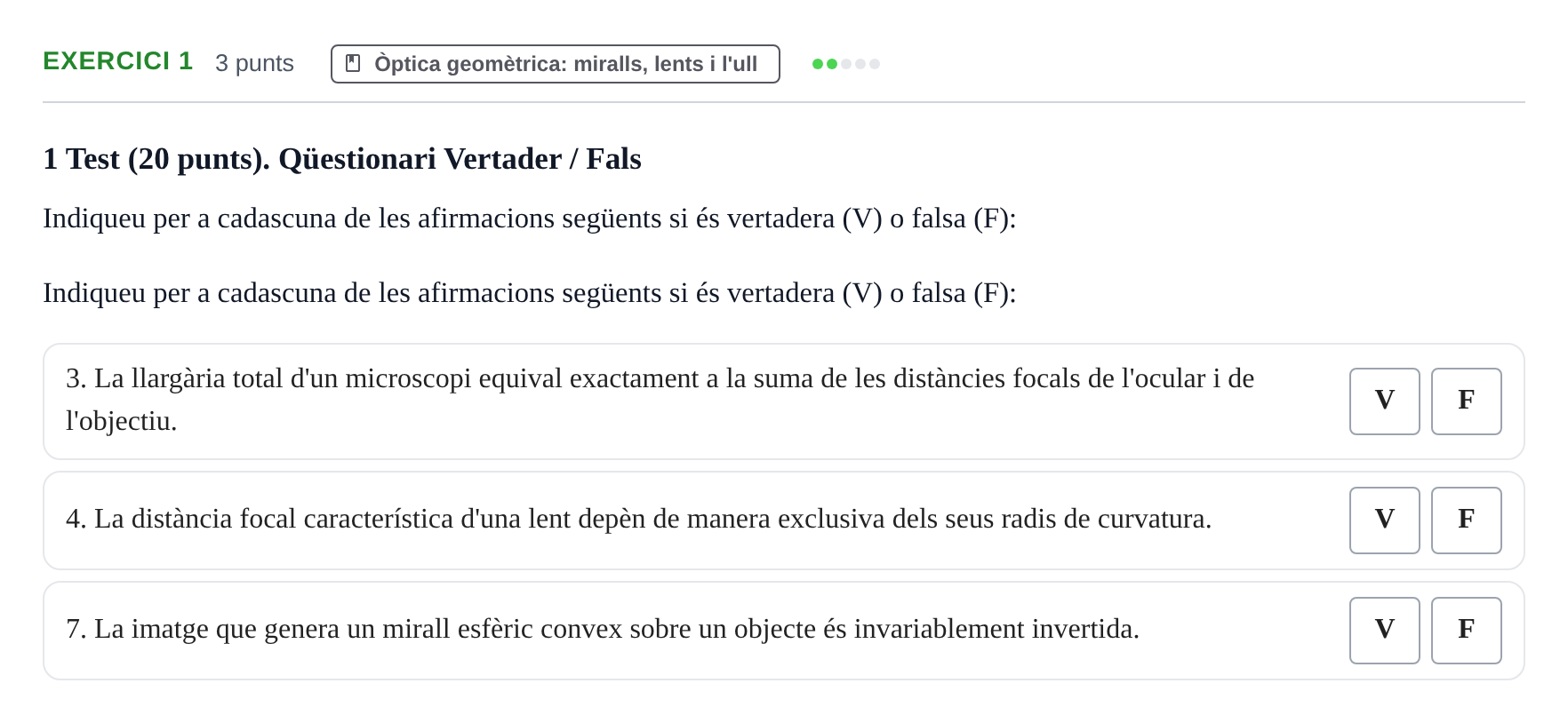 Enunciado: Ejercicio 1 - Òptica geomètrica · Física Aplicada a Farmacia UB 2018