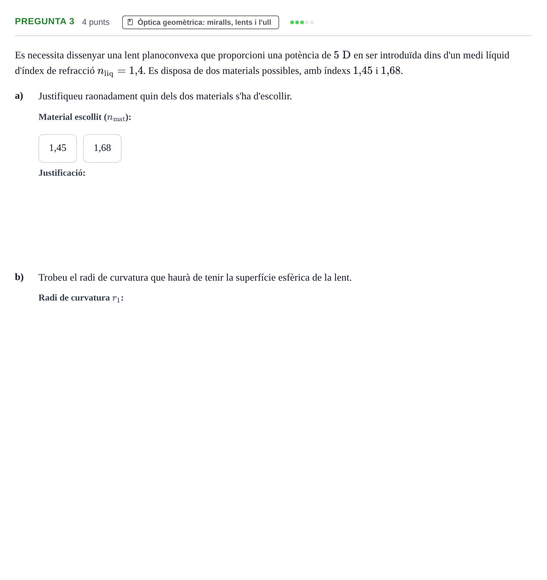 Enunciado: Pregunta 3 · Física Aplicada a Farmacia UB 2018