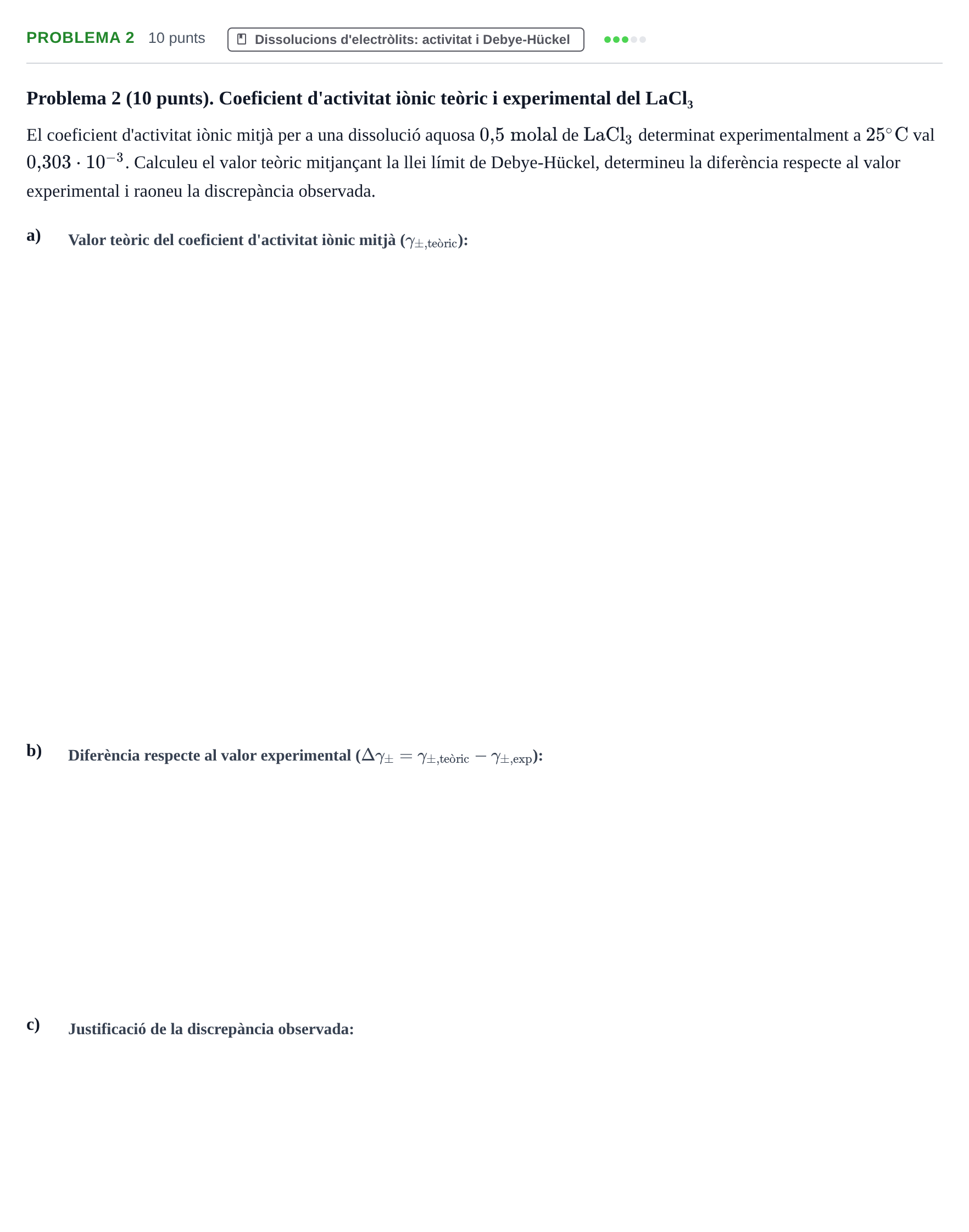 Enunciado: Problema 2 · Fisicoquímica I UB Juny 2019