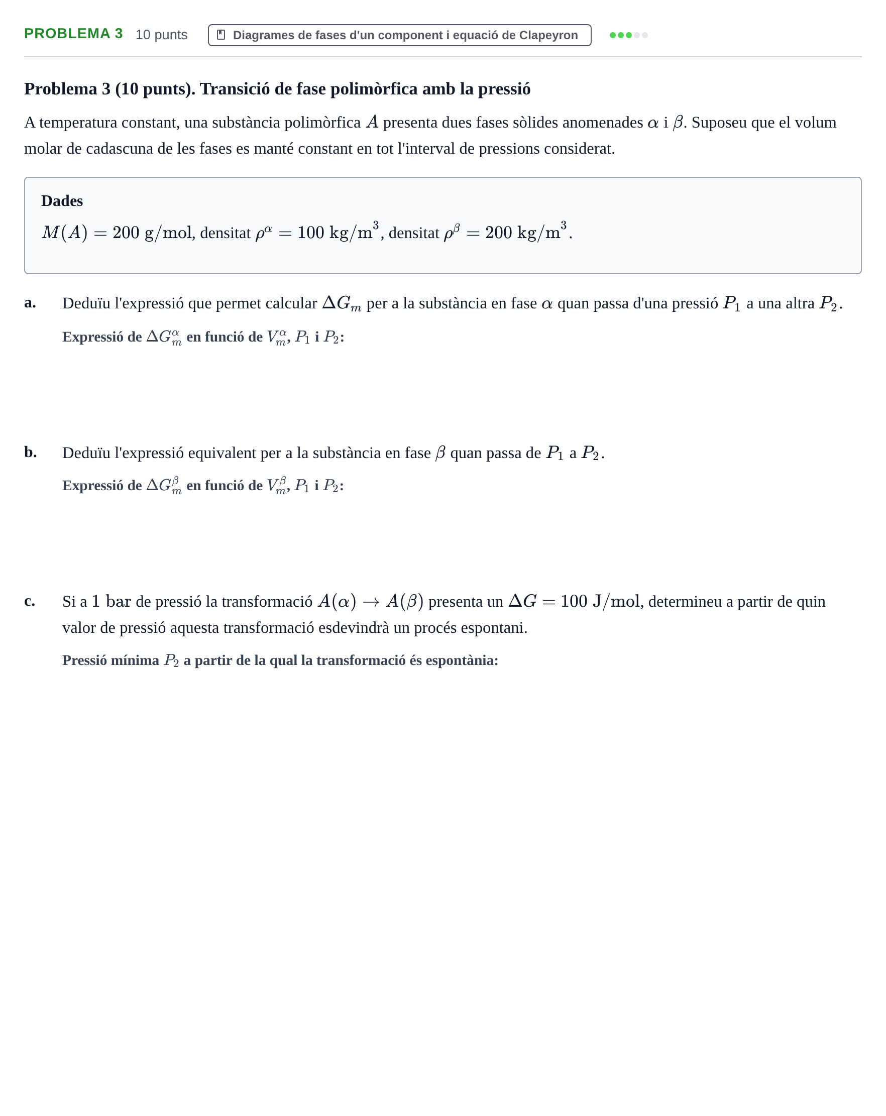 Enunciado: Problema 3 · Fisicoquímica I UB Juny 2019