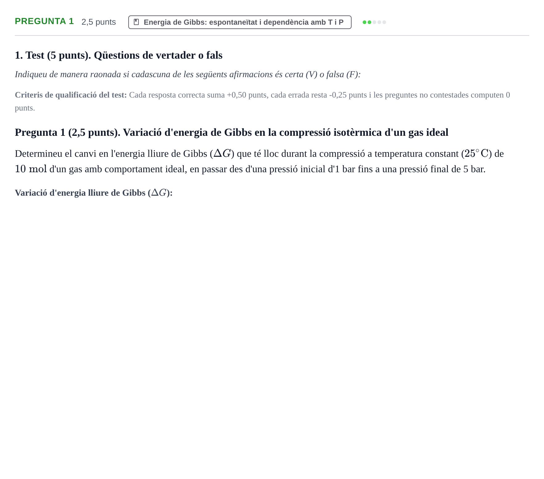Enunciado: Pregunta 1 · Fisicoquímica I UB 2018