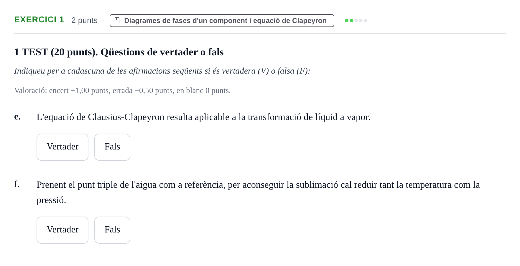 Enunciado: Ejercicio 1 - Diagrames de fases d'un component · Fisicoquímica I UB Juny 2016