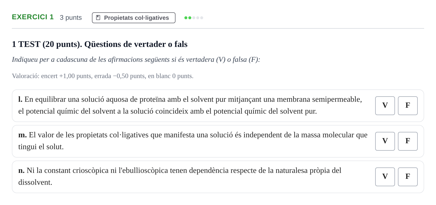 Enunciado: Ejercicio 1 - Propietats col·ligatives · Fisicoquímica I UB Juny 2016