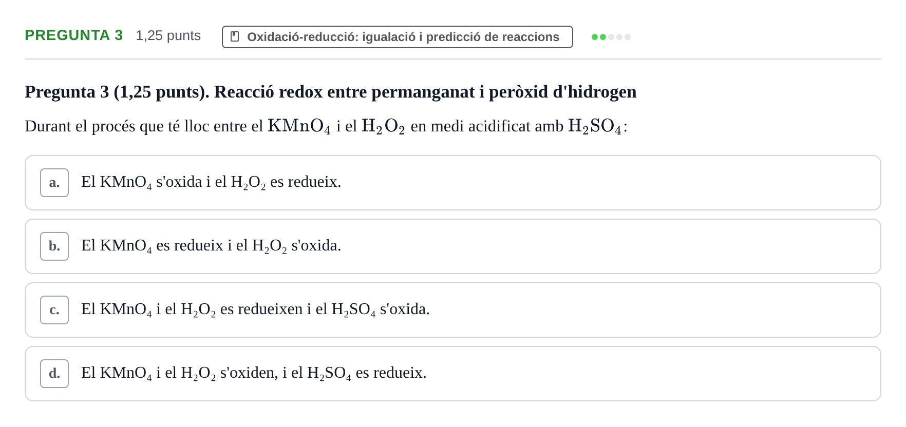 Enunciado: Pregunta 3 · Química General I Inorgànica UB 2018