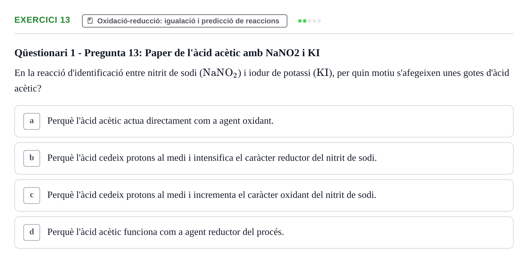 Enunciado: Problema 13 · Química General I Inorgànica UB Examen test de pràctiques: Química Inorgànica