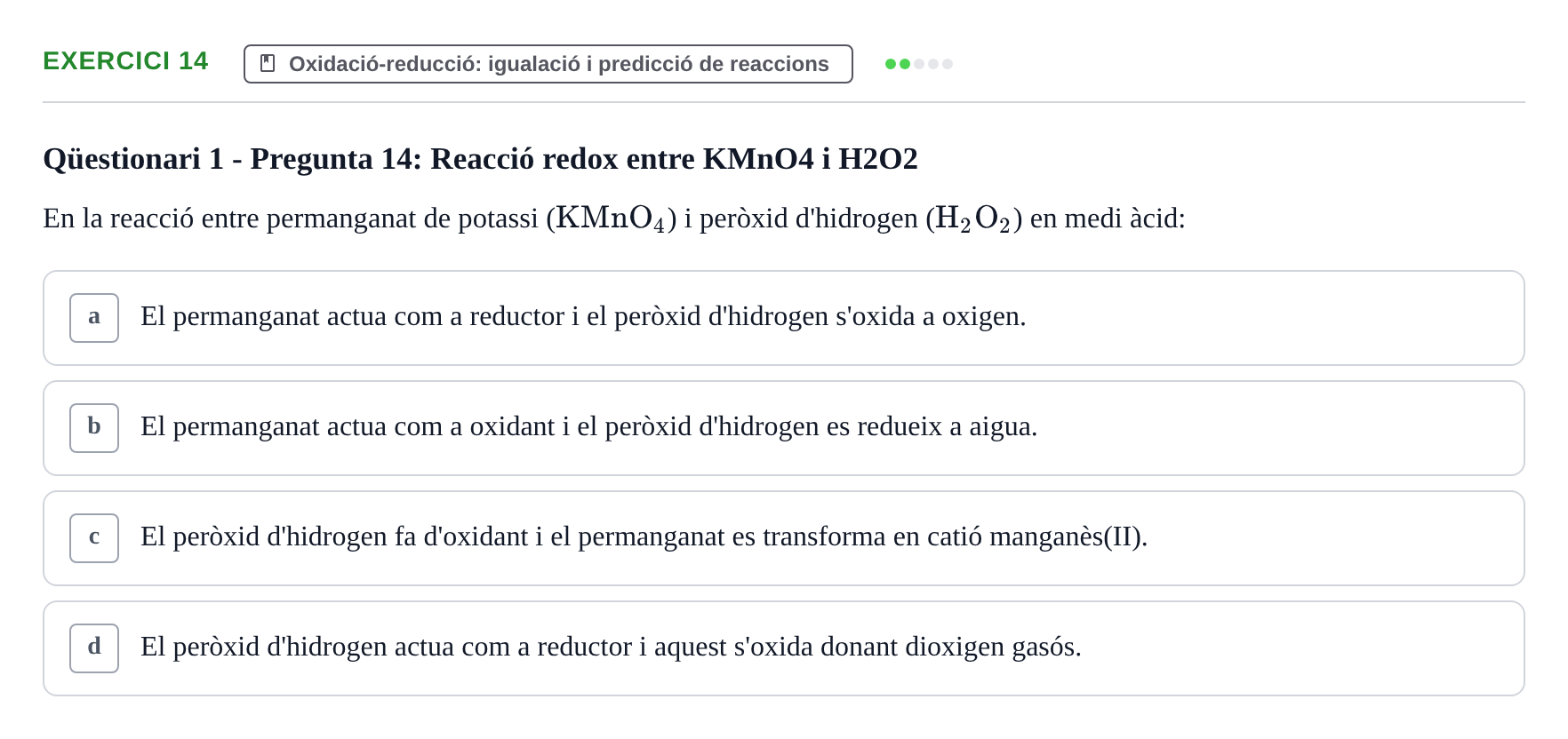 Enunciado: Problema 14 · Química General I Inorgànica UB Examen test de pràctiques: Química Inorgànica