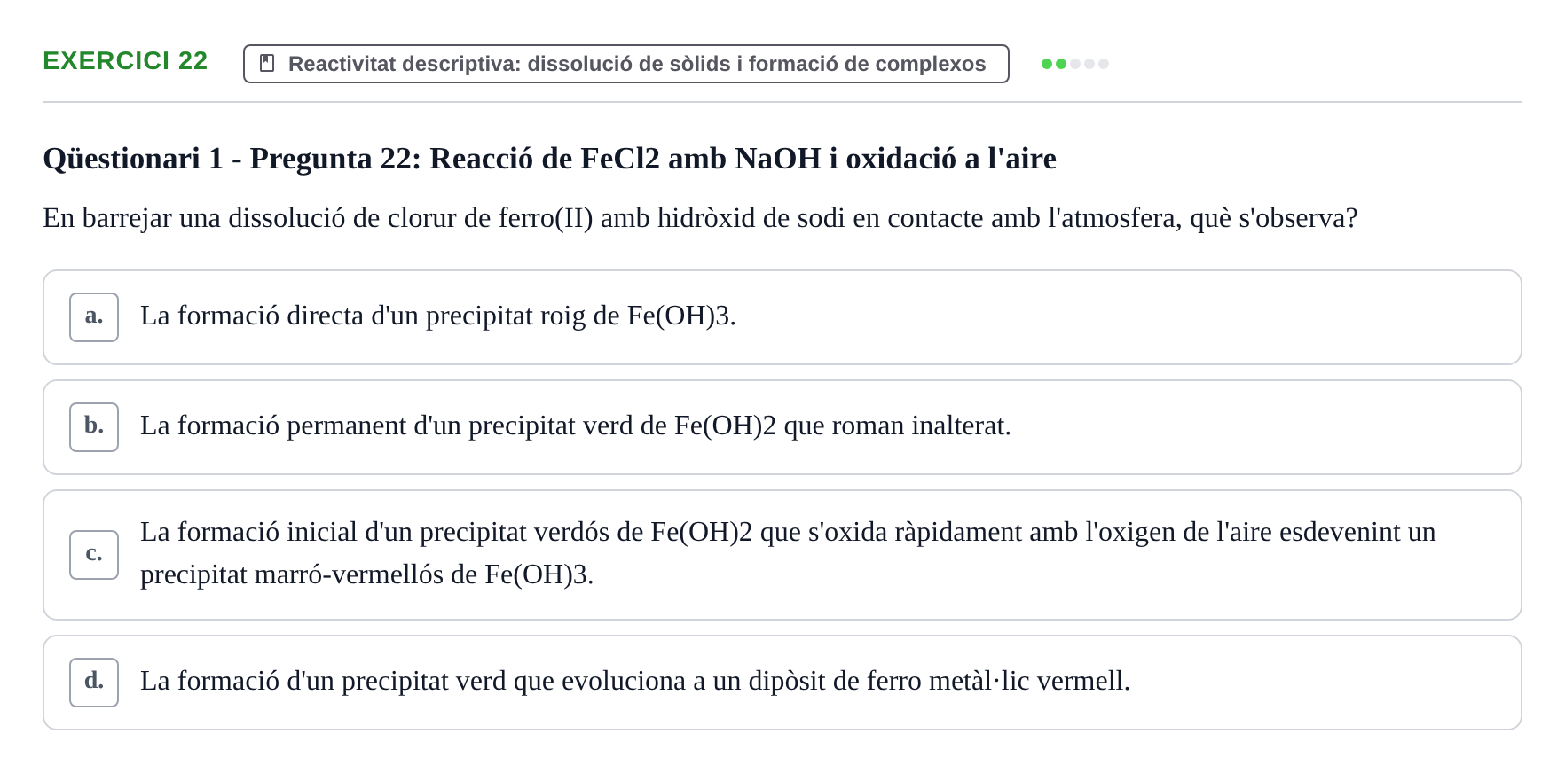Enunciado: Problema 22 · Química General I Inorgànica UB Examen test de pràctiques: Química Inorgànica