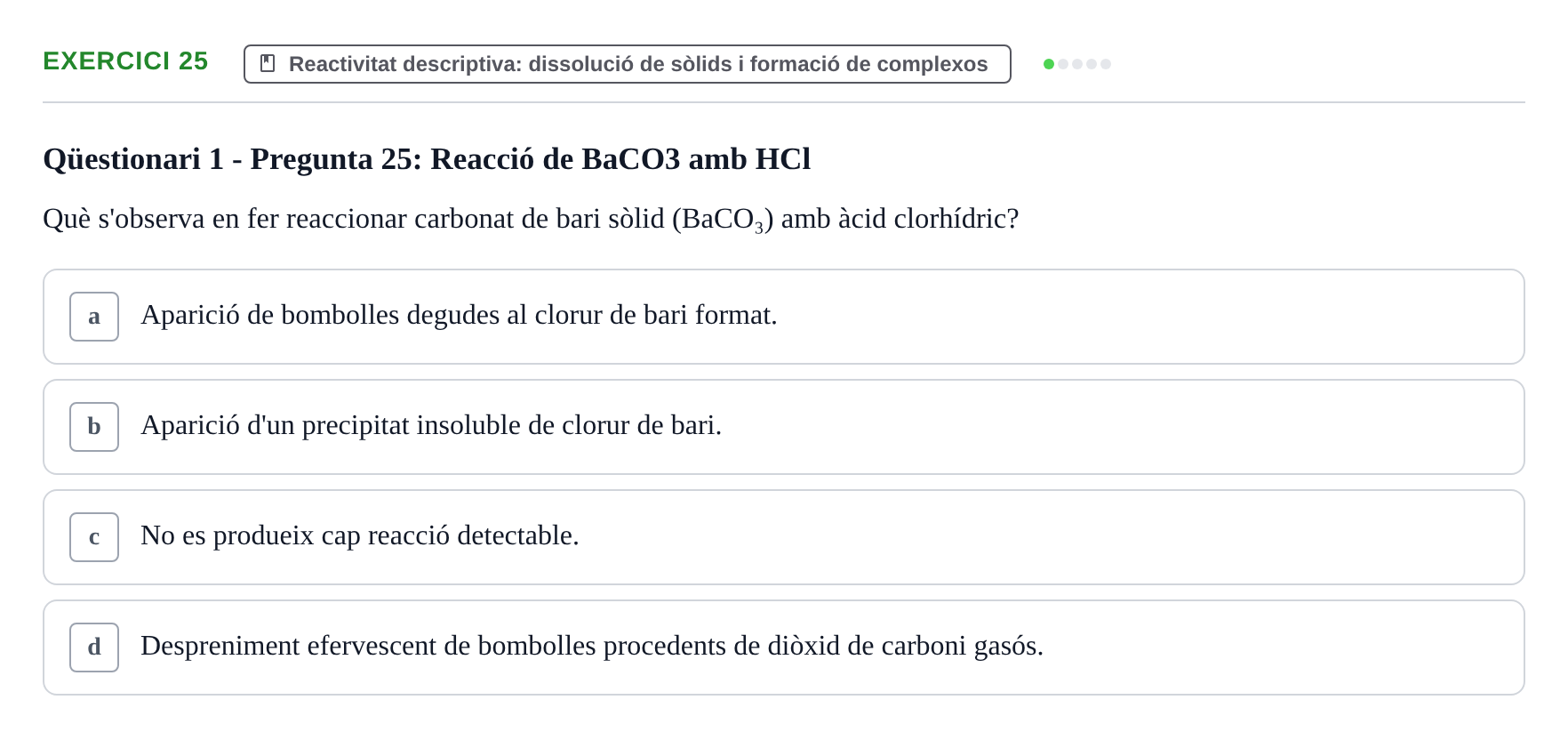Enunciado: Problema 25 · Química General I Inorgànica UB Examen test de pràctiques: Química Inorgànica