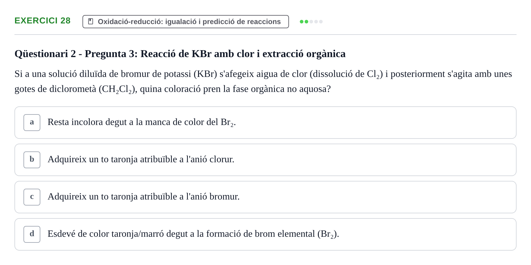 Enunciado: Problema 28 · Química General I Inorgànica UB Examen test de pràctiques: Química Inorgànica