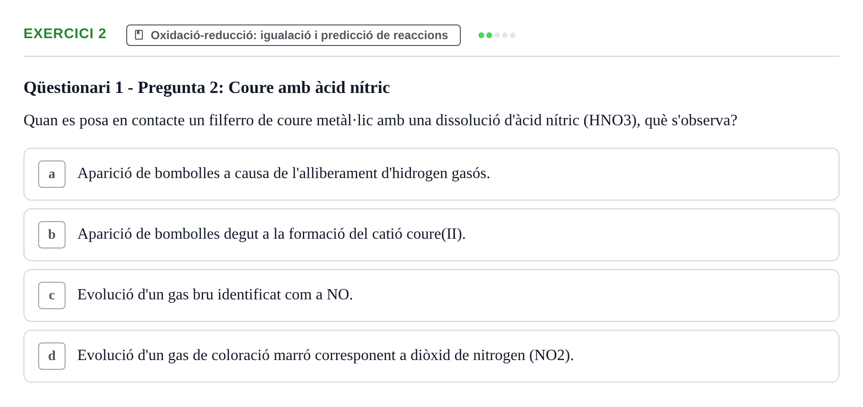 Enunciado: Problema 2 · Química General I Inorgànica UB Examen test de pràctiques: Química Inorgànica