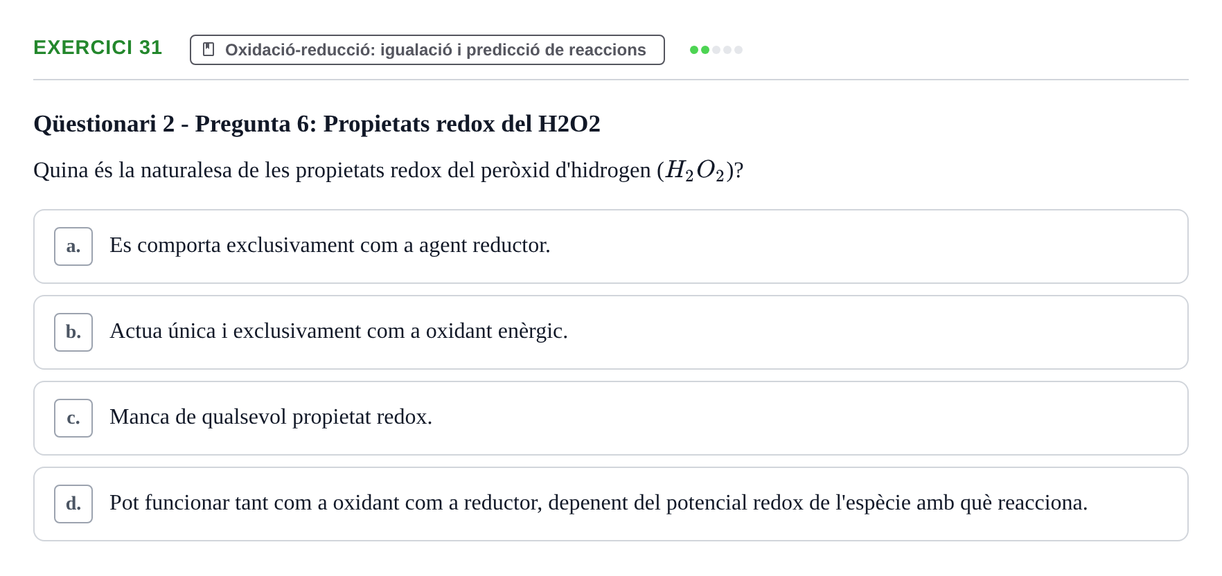 Enunciado: Problema 31 · Química General I Inorgànica UB Examen test de pràctiques: Química Inorgànica