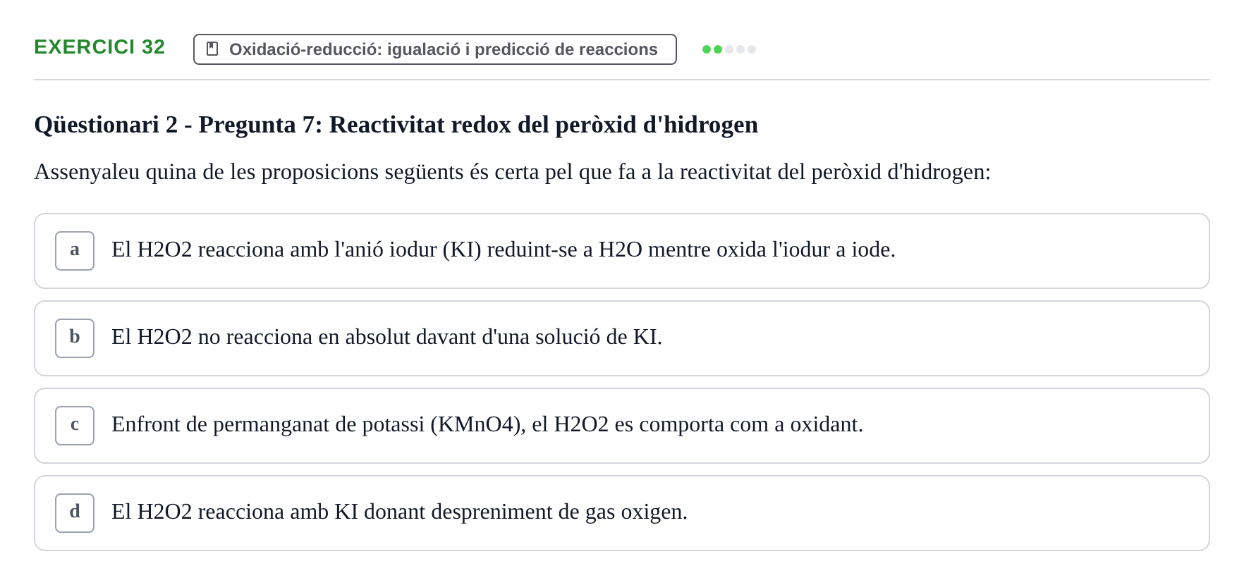Enunciado: Problema 32 · Química General I Inorgànica UB Examen test de pràctiques: Química Inorgànica