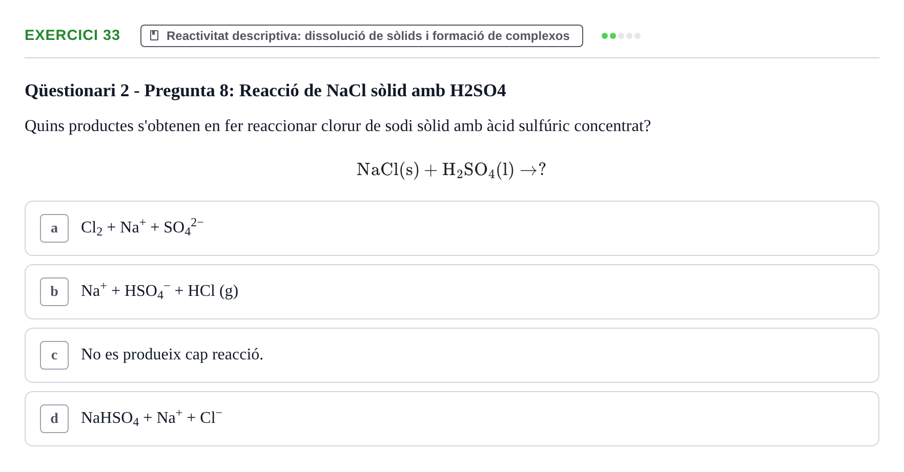 Enunciado: Problema 33 · Química General I Inorgànica UB Examen test de pràctiques: Química Inorgànica