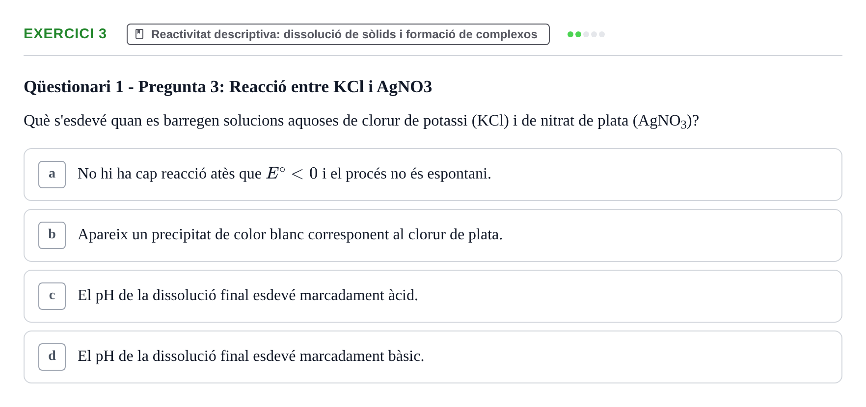 Enunciado: Problema 3 · Química General I Inorgànica UB Examen test de pràctiques: Química Inorgànica