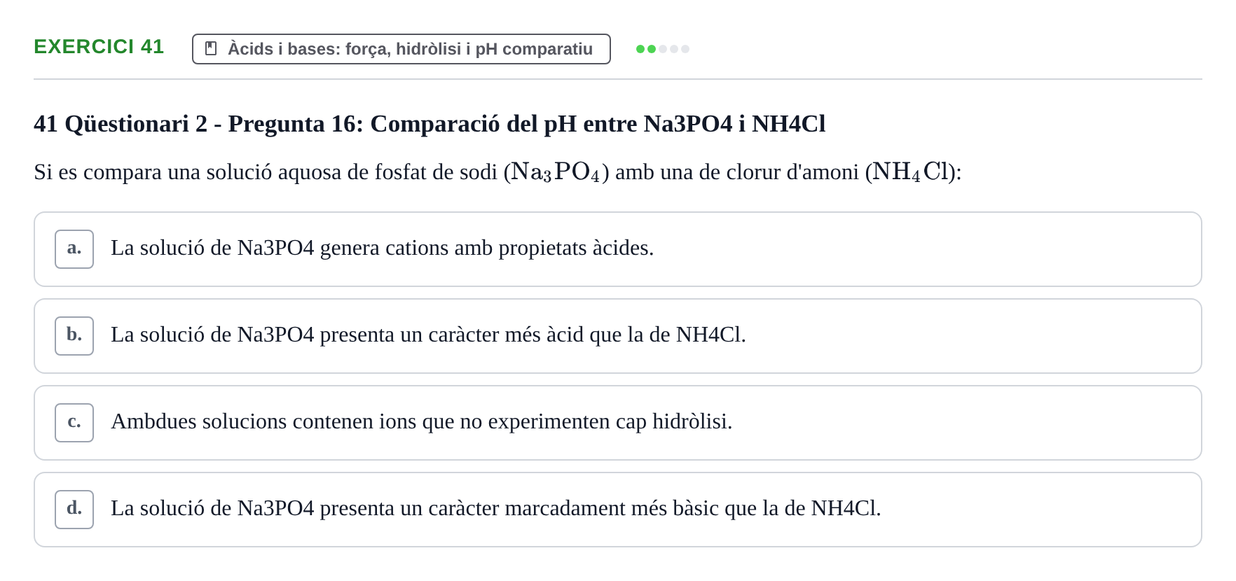 Enunciado: Problema 41 · Química General I Inorgànica UB Examen test de pràctiques: Química Inorgànica