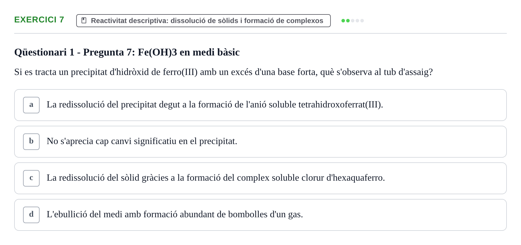 Enunciado: Problema 7 · Química General I Inorgànica UB Examen test de pràctiques: Química Inorgànica