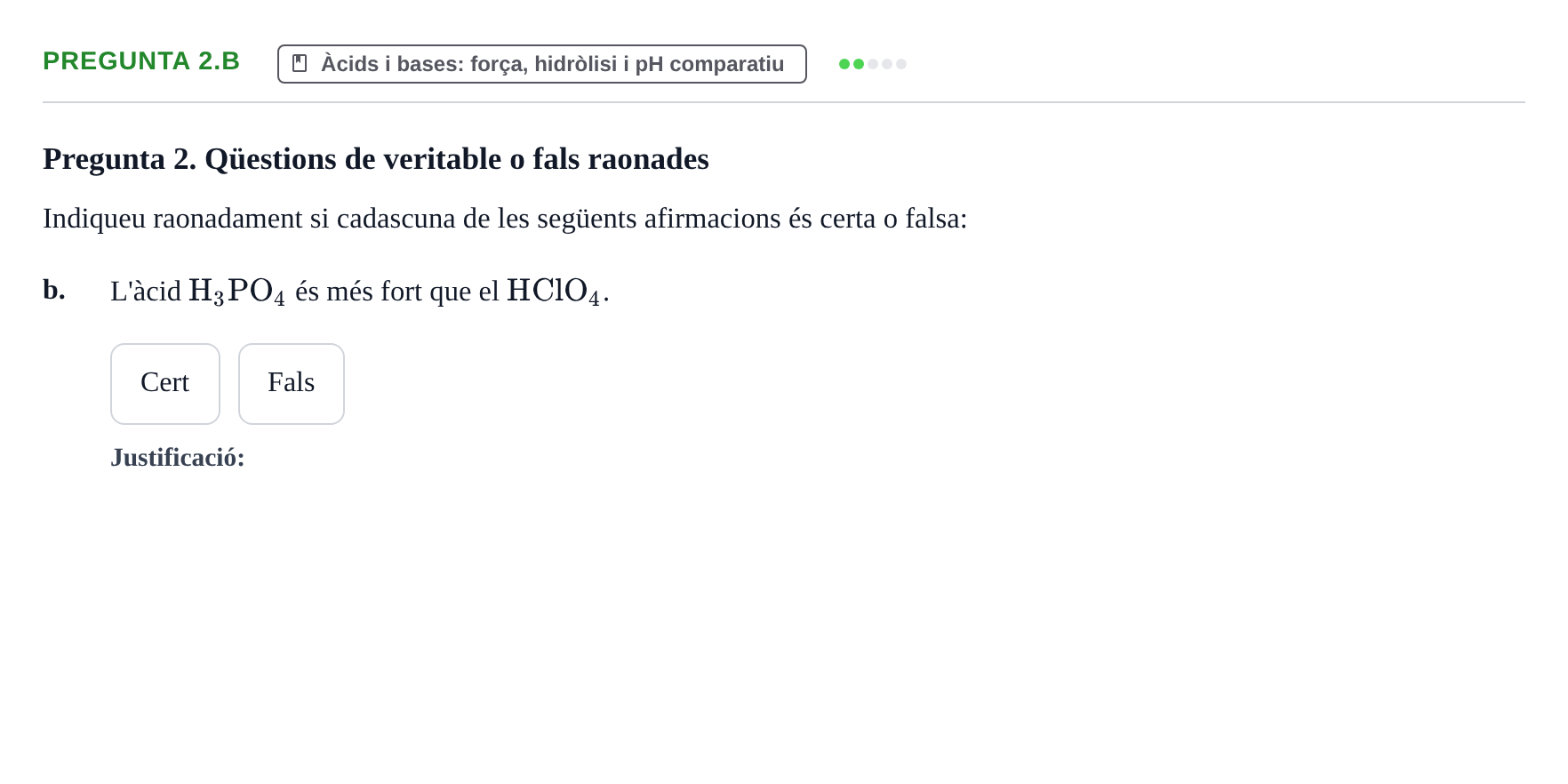 Enunciado: Pregunta 2.b · Química General I Inorgànica UB 2011
