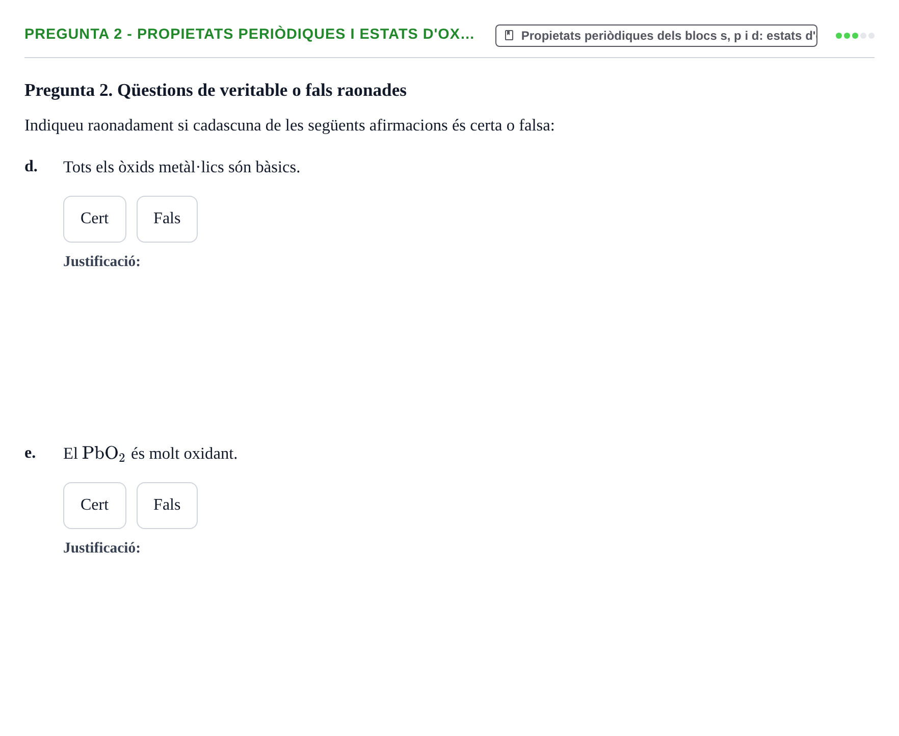 Enunciado: Pregunta 2 - Propietats periòdiques i estats d'ox… · Química General I Inorgànica UB 2011