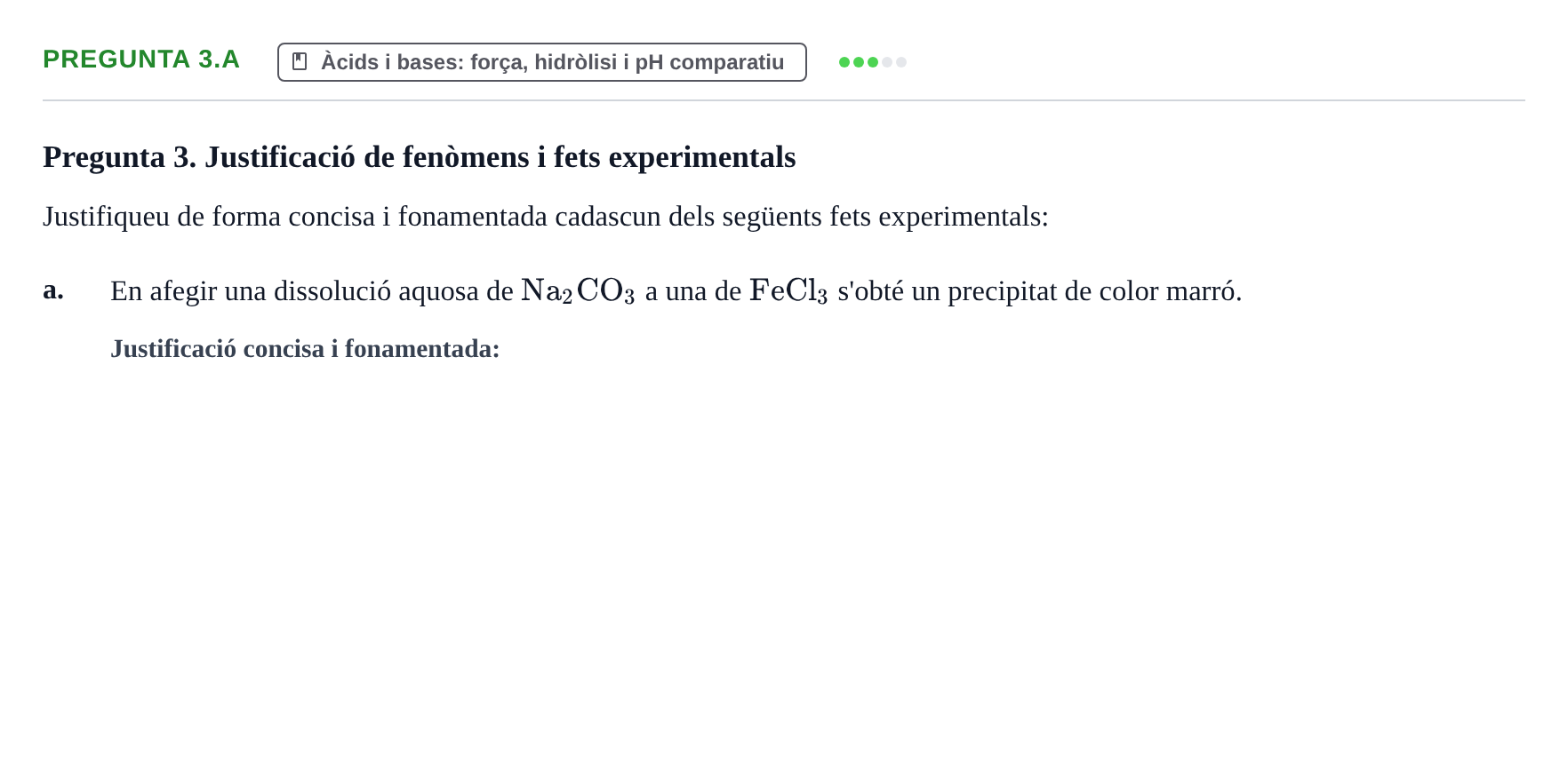 Enunciado: Pregunta 3.a · Química General I Inorgànica UB 2011