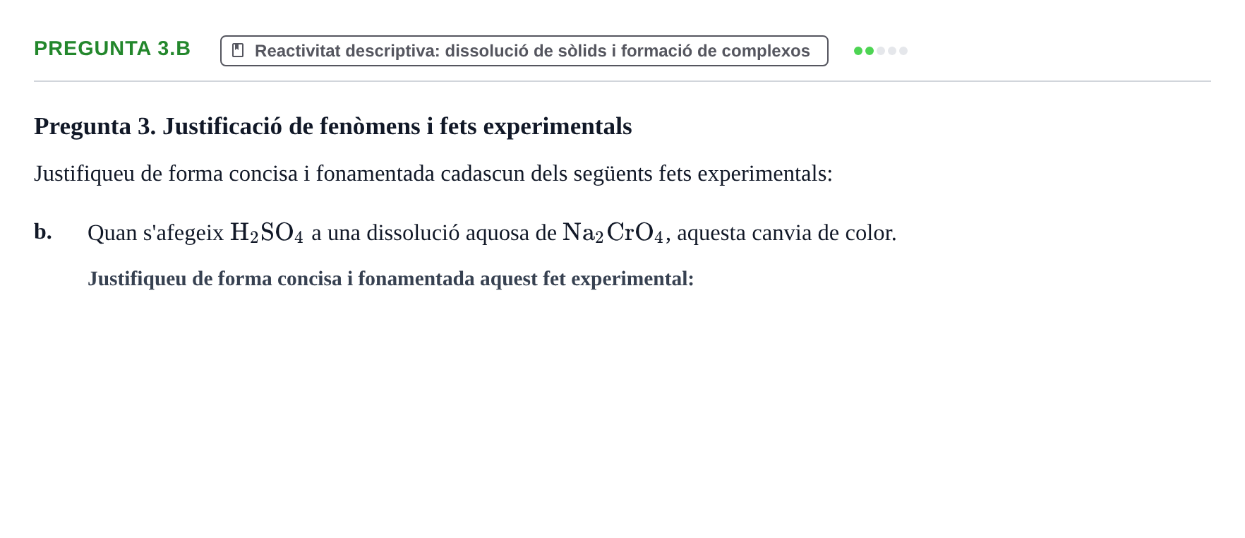 Enunciado: Pregunta 3.b · Química General I Inorgànica UB 2011