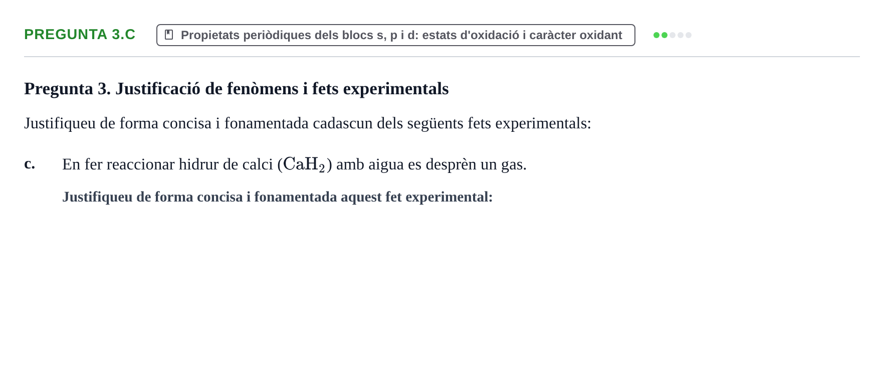 Enunciado: Pregunta 3.c · Química General I Inorgànica UB 2011