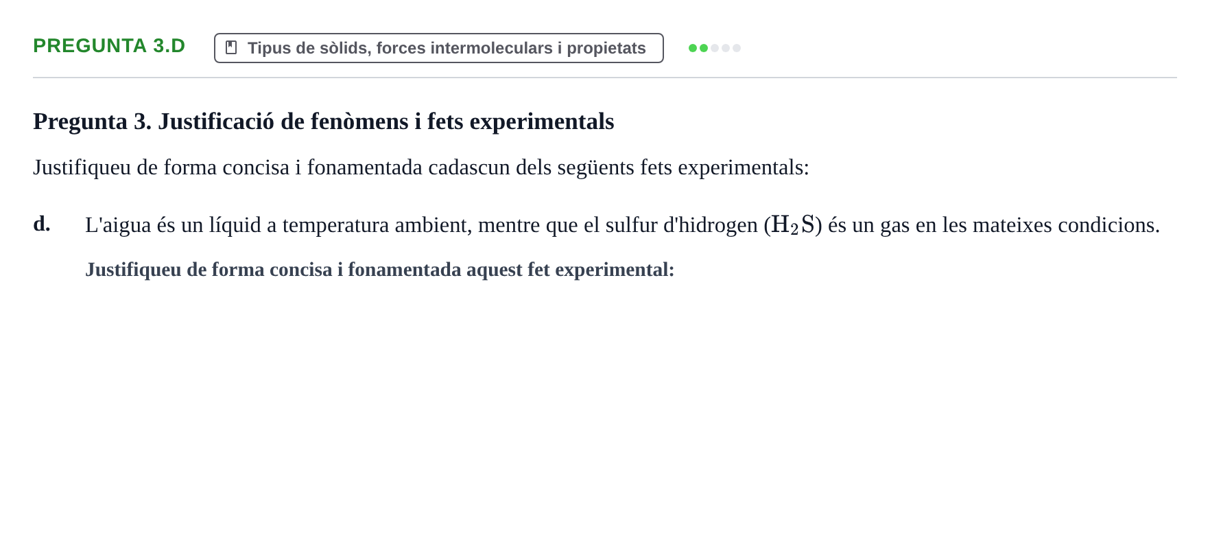 Enunciado: Pregunta 3.d · Química General I Inorgànica UB 2011