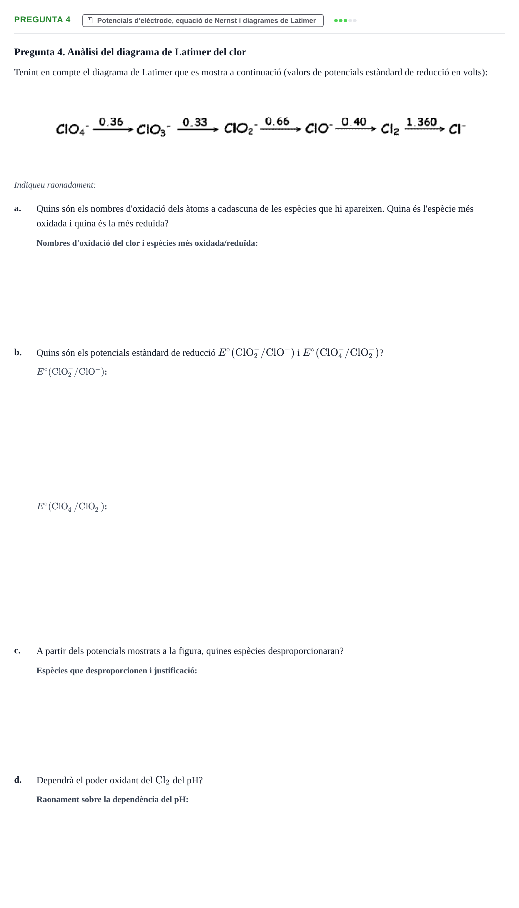 Enunciado: Pregunta 4 · Química General I Inorgànica UB 2011
