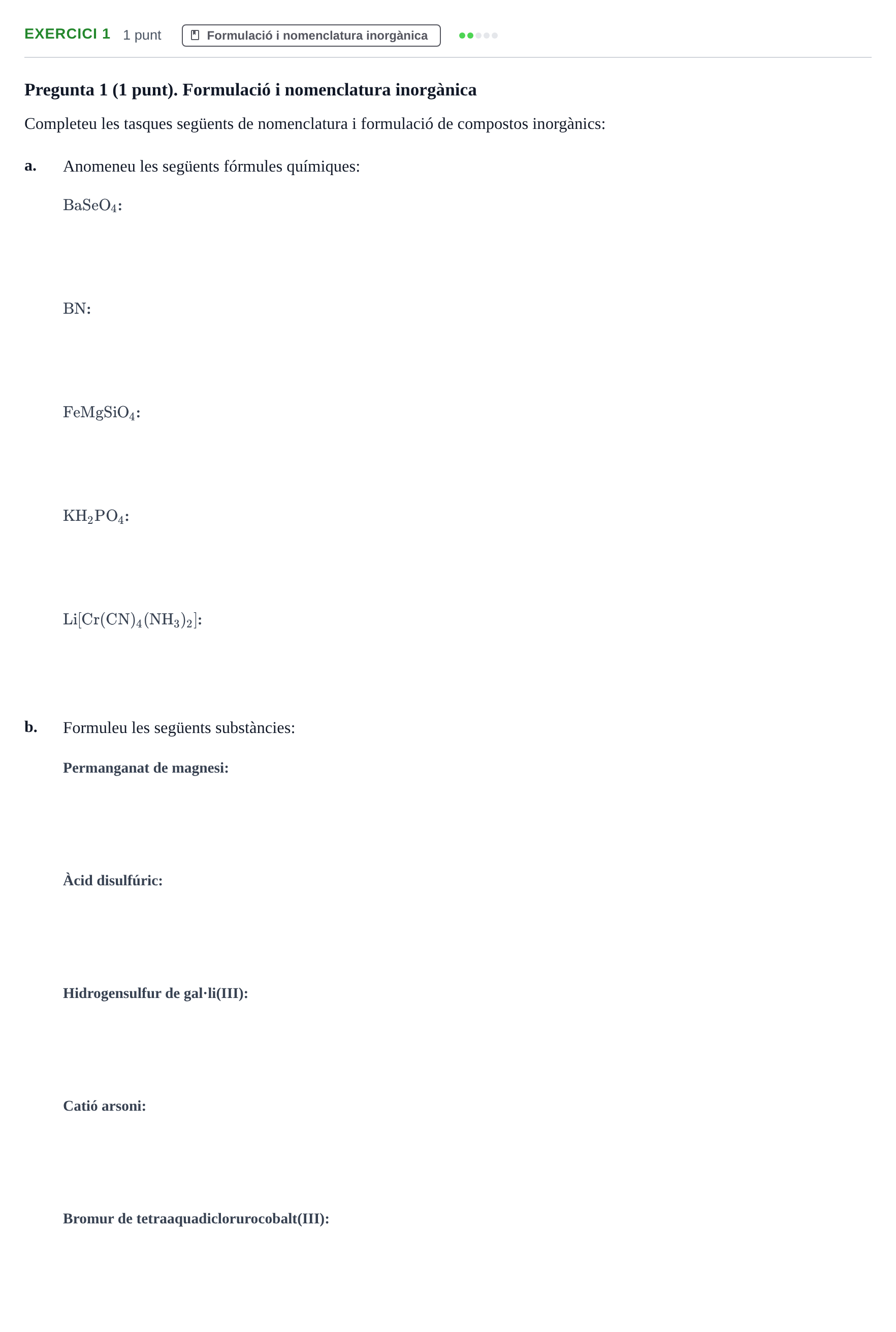 Enunciado: Problema 1 · Química General I Inorgànica UB 2019